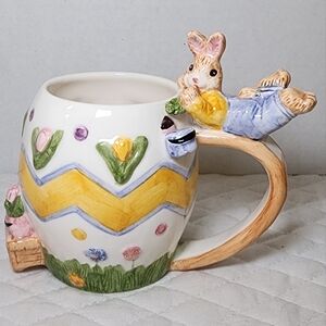 Fitz And Floyd MUG Omnibus 1994 Eggspress Hand Painted Easter Egg Boy VTG